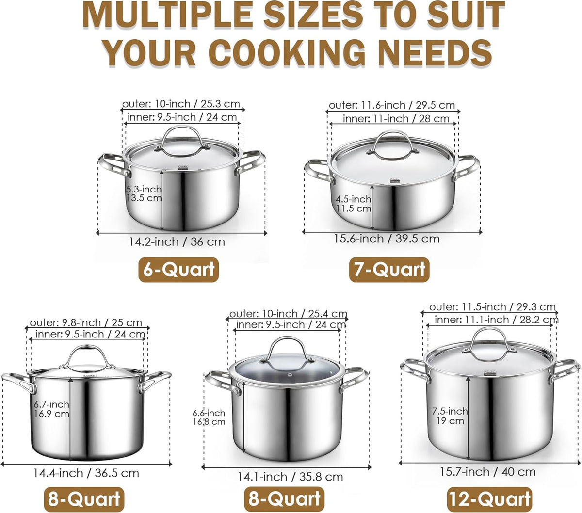 Cooks Standard 12-Quart Multi-Ply Clad Stainless Steel Stockpot