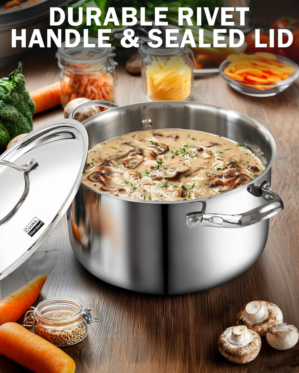 Cooks Standard 12-Quart Multi-Ply Clad Stainless Steel Stockpot