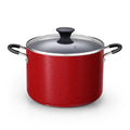 Cook N Home 8-Quart Nonstick Stockpot with Glass Lid, Marble Red
