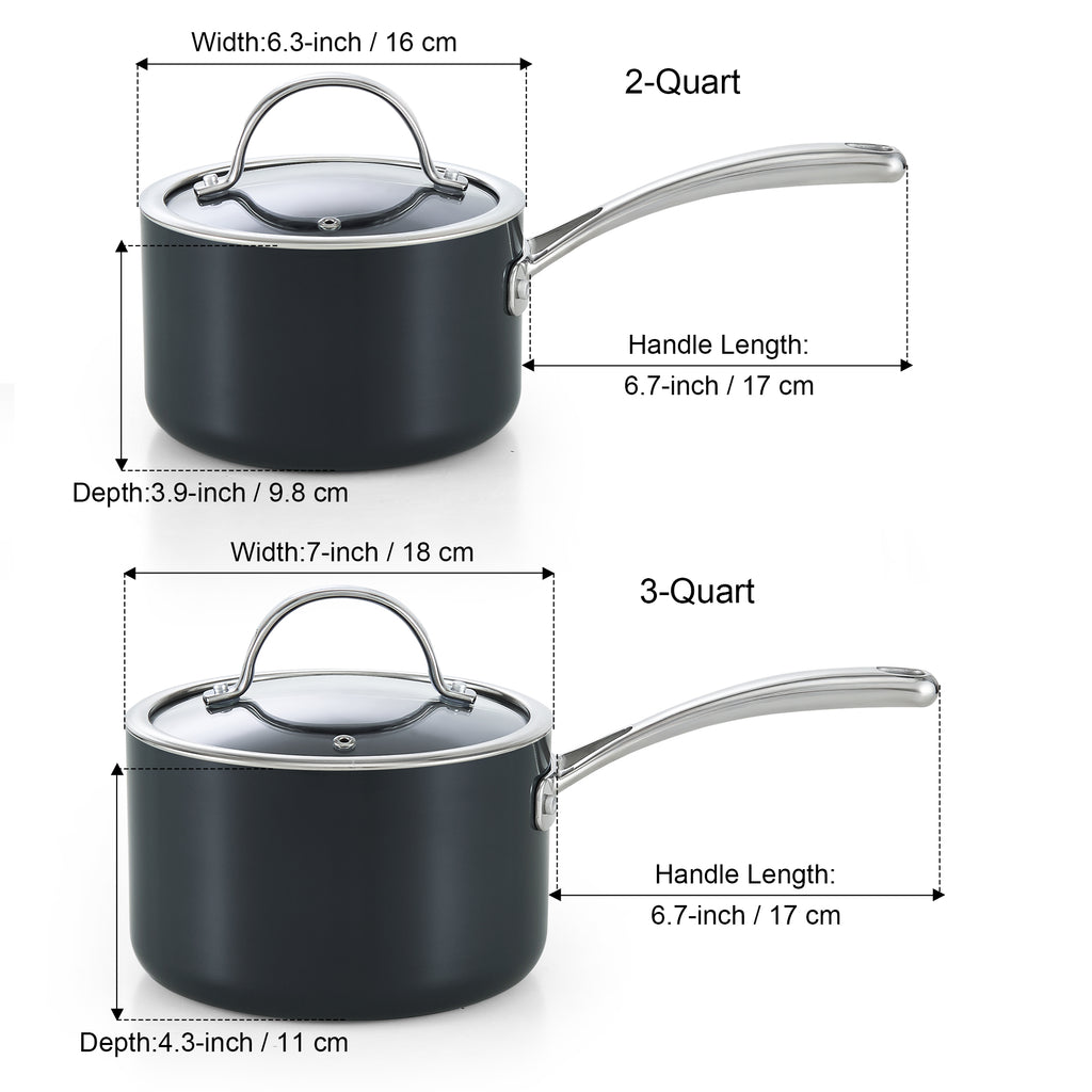Cooks Standard 2Qt & 3Qt Hard Anodized Nonstick Saucepan Set