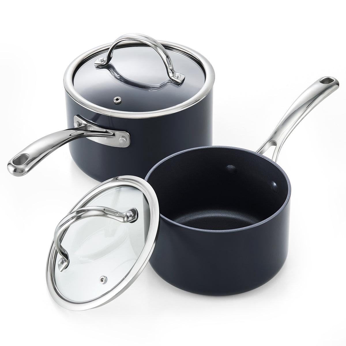 Cooks Standard 2Qt & 3Qt Hard Anodized Nonstick Saucepan Set