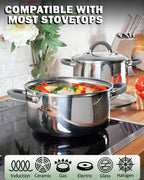 Cook N Home Large Stock Pot with Lid, 16-Quart Basic Stainless Steel Cooking Gumbo Soup Pot, Stay-Cool Silicone Handles