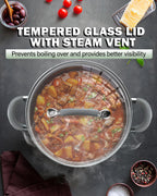 Cook N Home Large Stock Pot with Lid, 16-Quart Basic Stainless Steel Cooking Gumbo Soup Pot, Stay-Cool Silicone Handles