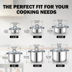 Cook N Home Large Stock Pot with Lid, 16-Quart Basic Stainless Steel Cooking Gumbo Soup Pot, Stay-Cool Silicone Handles
