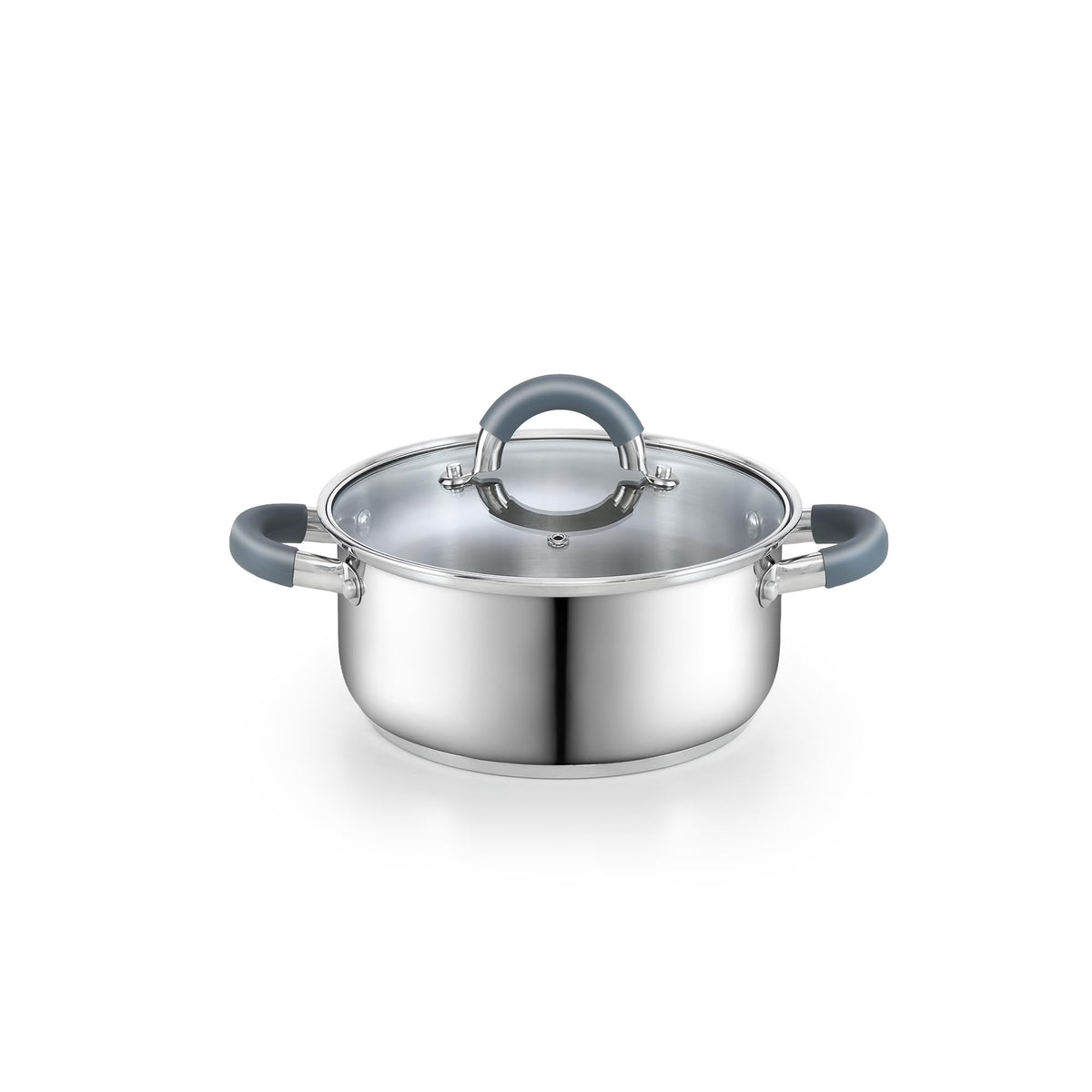 Cook N Home 3-Quart Stainless Steel Pot, Small Stock Pot with Glass Lid, Basics Saucier Casserole Stockpot, Stay-Cool Silicone Handles