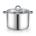 Cook N Home Large Stock Pot with Lid, 16-Quart Basic Stainless Steel Cooking Gumbo Soup Pot, Stay-Cool Silicone Handles