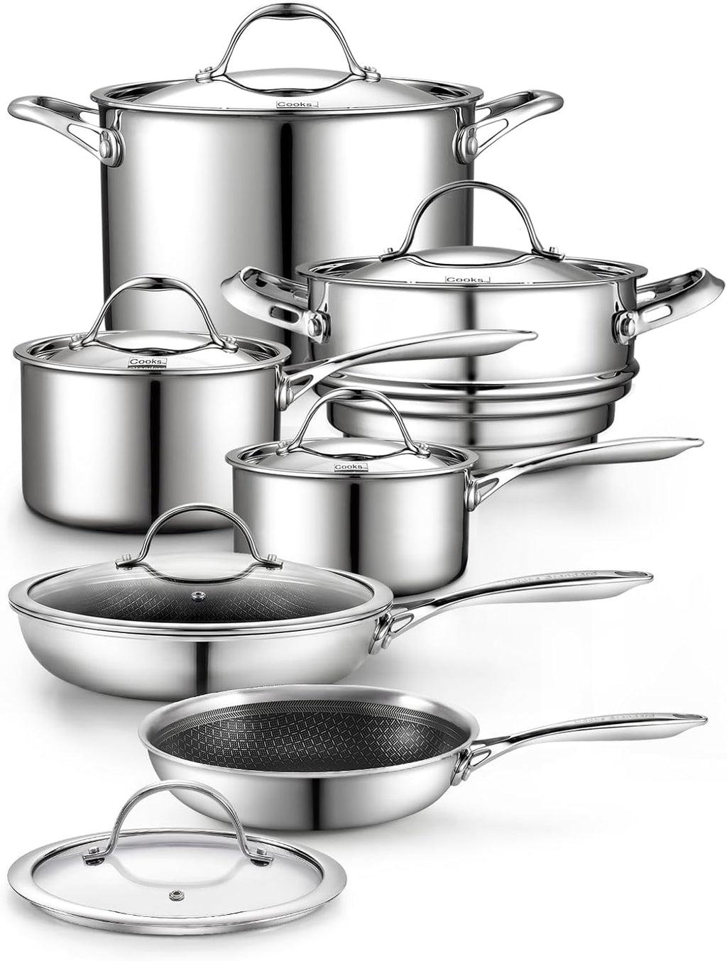 Cooks Standard Multi-Ply Clad Stainless Steel Cookware Set, 12-Piece Pots and Pan