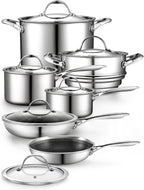 Cooks Standard Multi-Ply Clad Stainless Steel Cookware Set, 12-Piece Pots and Pan