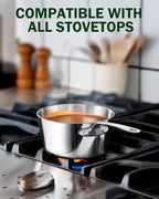 D&M Butter Warmer Set, 4-Piece Milk Frother and Chocolate Melting Pot, Multi-Ply Clad Stainless Steel Small Saucepan for Induction Stovetop, Coffee, Butter, Syrup, 0.14/0.23/0.39/0.57 Quart
