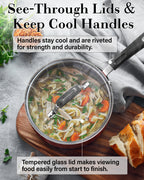 Cook N Home 12-Piece Nonstick Cookware Set, Pots and Pans, Induction Compatible, Marble Red
