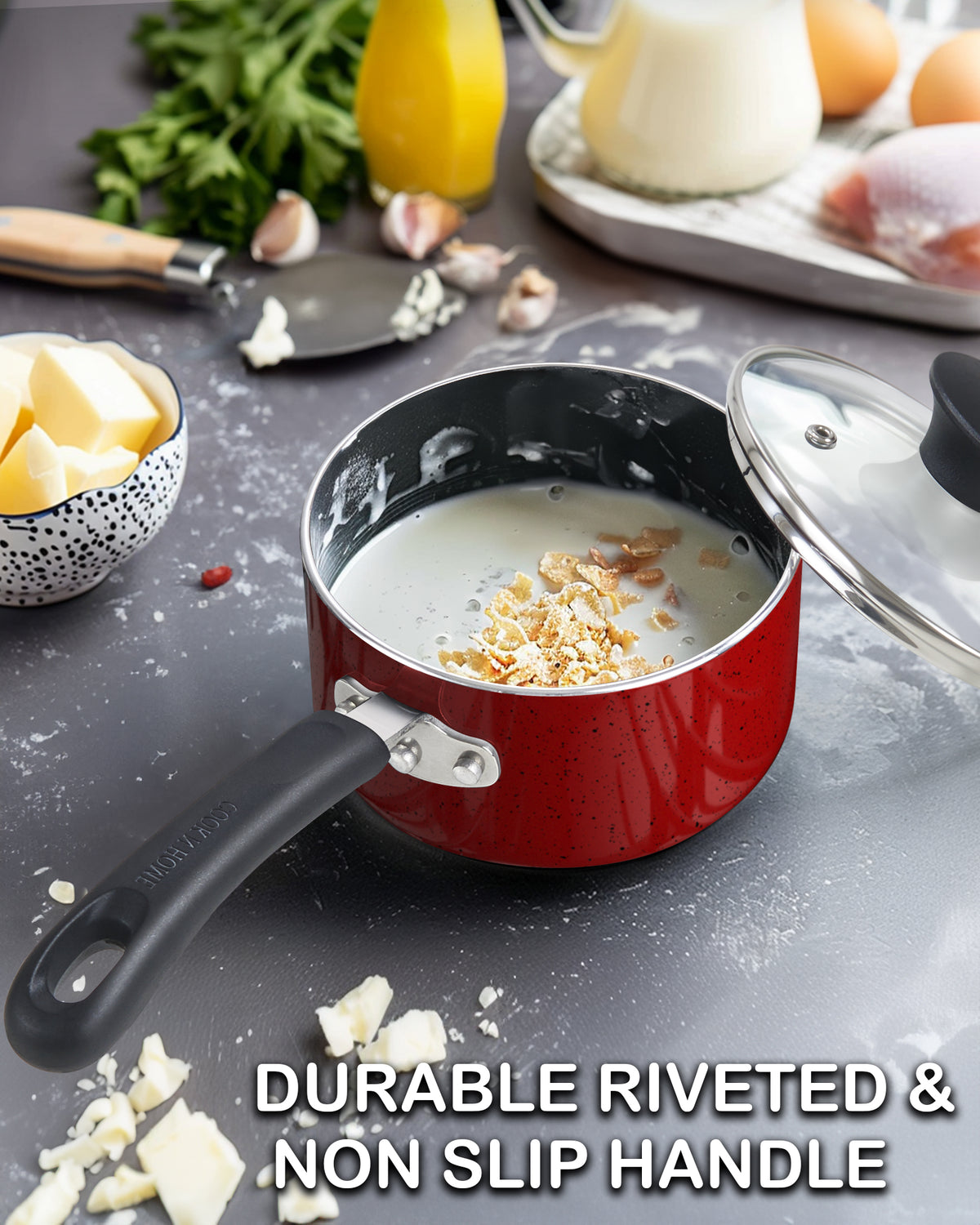 Cook N Home 1-Quart Nonstick Saucepan with Glass Lid