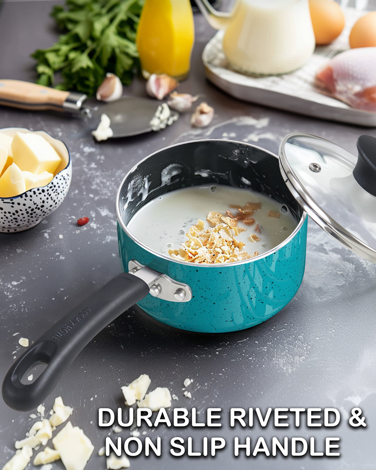 Cook N Home 1-Quart Nonstick Saucepan with Glass Lid