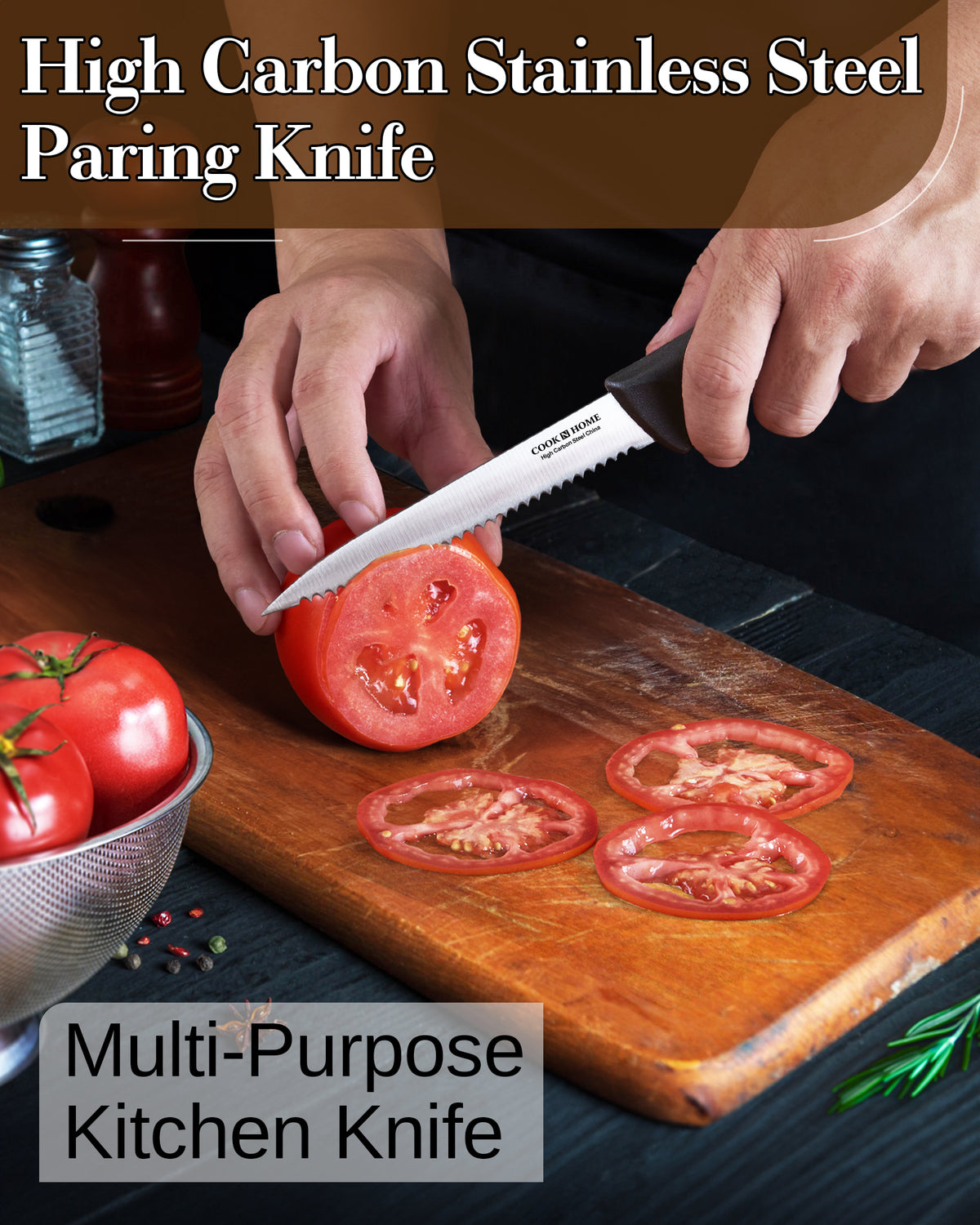 Cook N Home 4-Piece High Carbon Stainless Steel Paring Knife Set