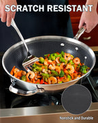 Cooks Standard 12-Inch Hybrid Nonstick Stainless Steel Wok