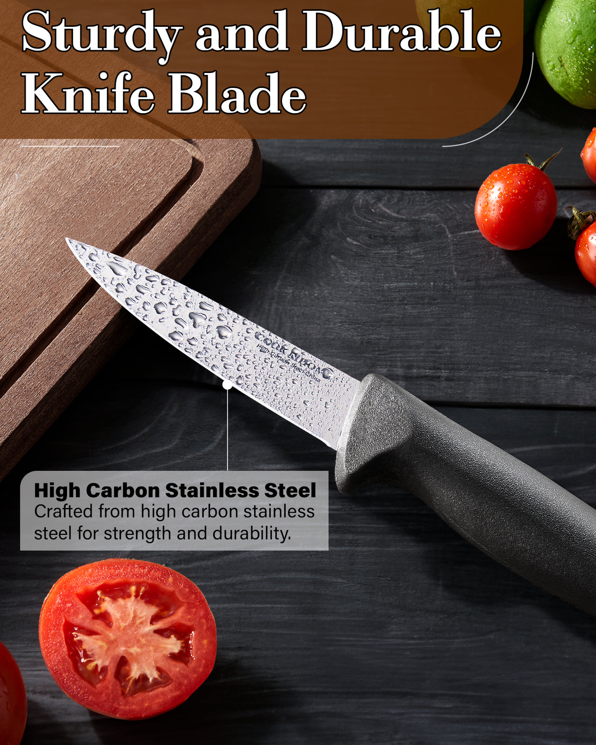 Cook N Home 4-Piece High Carbon Stainless Steel Paring Knife Set