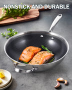 Cooks Standard 12-Inch Hybrid Nonstick Stainless Steel Wok