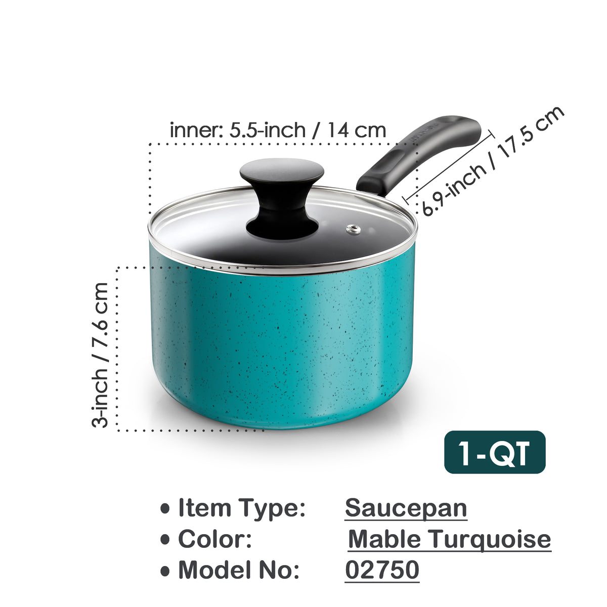 Cook N Home 1-Quart Nonstick Saucepan with Glass Lid