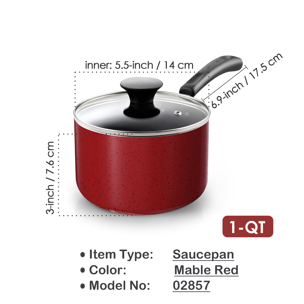 Cook N Home 1-Quart Nonstick Saucepan with Glass Lid
