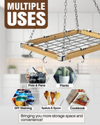Cooks Standard 24-Inch Ceiling Mounted Wooden Pot Rack with Movable Hooks