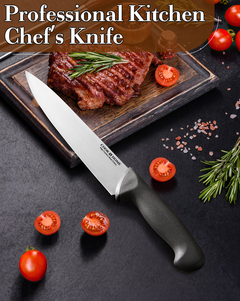 Cook N Home 8-Inch High Carbon Stainless Steel Chef's Knife