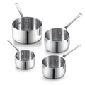 Cooks Standard 18/10 Stainless Steel Butter Warmer Pot Set, 0.15/0.29/0.46/0.68 QT Multi-Ply Clad Small Sauce Pans, Mini Milk Butter Melting Pot with Pour Spout, 4-Piece