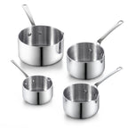 Cooks Standard 18/10 Stainless Steel Butter Warmer Pot Set, 0.15/0.29/0.46/0.68 QT Multi-Ply Clad Small Sauce Pans, Mini Milk Butter Melting Pot with Pour Spout, 4-Piece