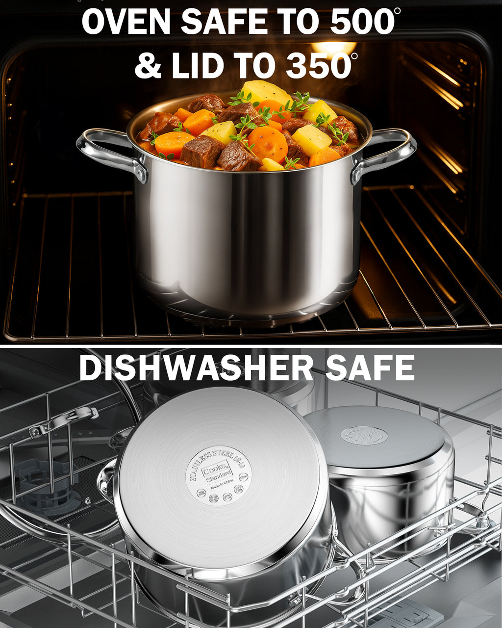 Cooks Standard 8-Quart Stainless Steel Stockpot with Glass Lid, Large Dutch Oven