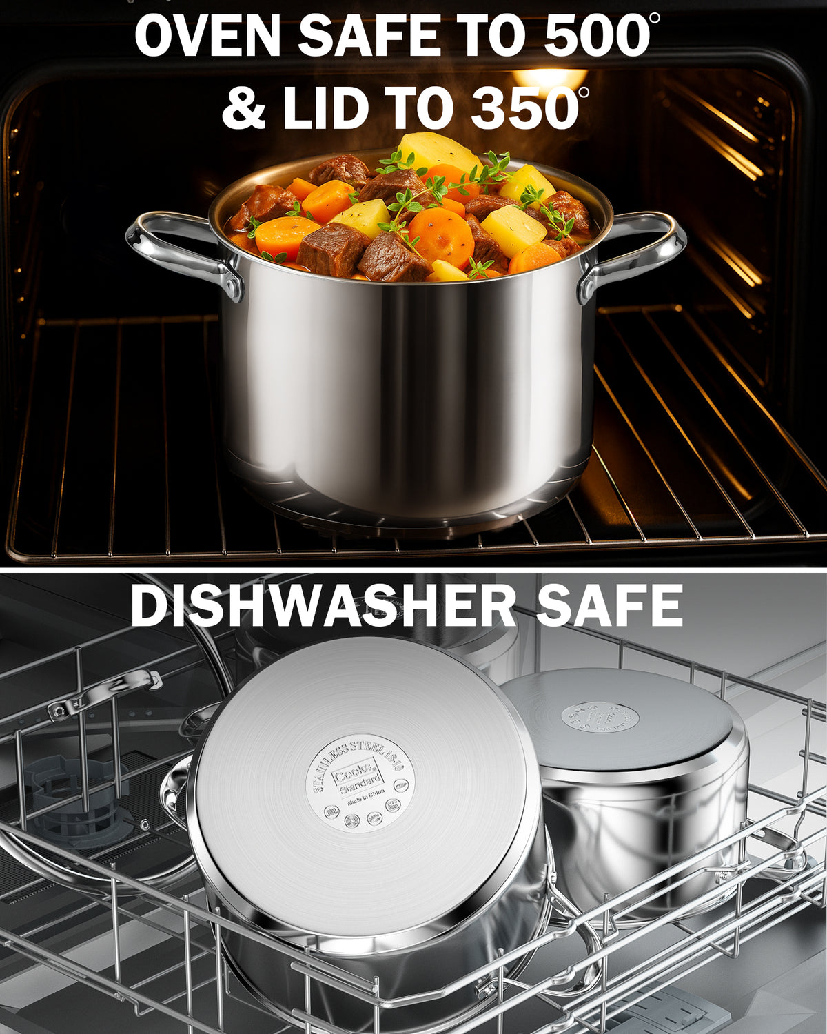 Cooks Standard 8-Quart Stainless Steel Stockpot with Glass Lid, Large Dutch Oven