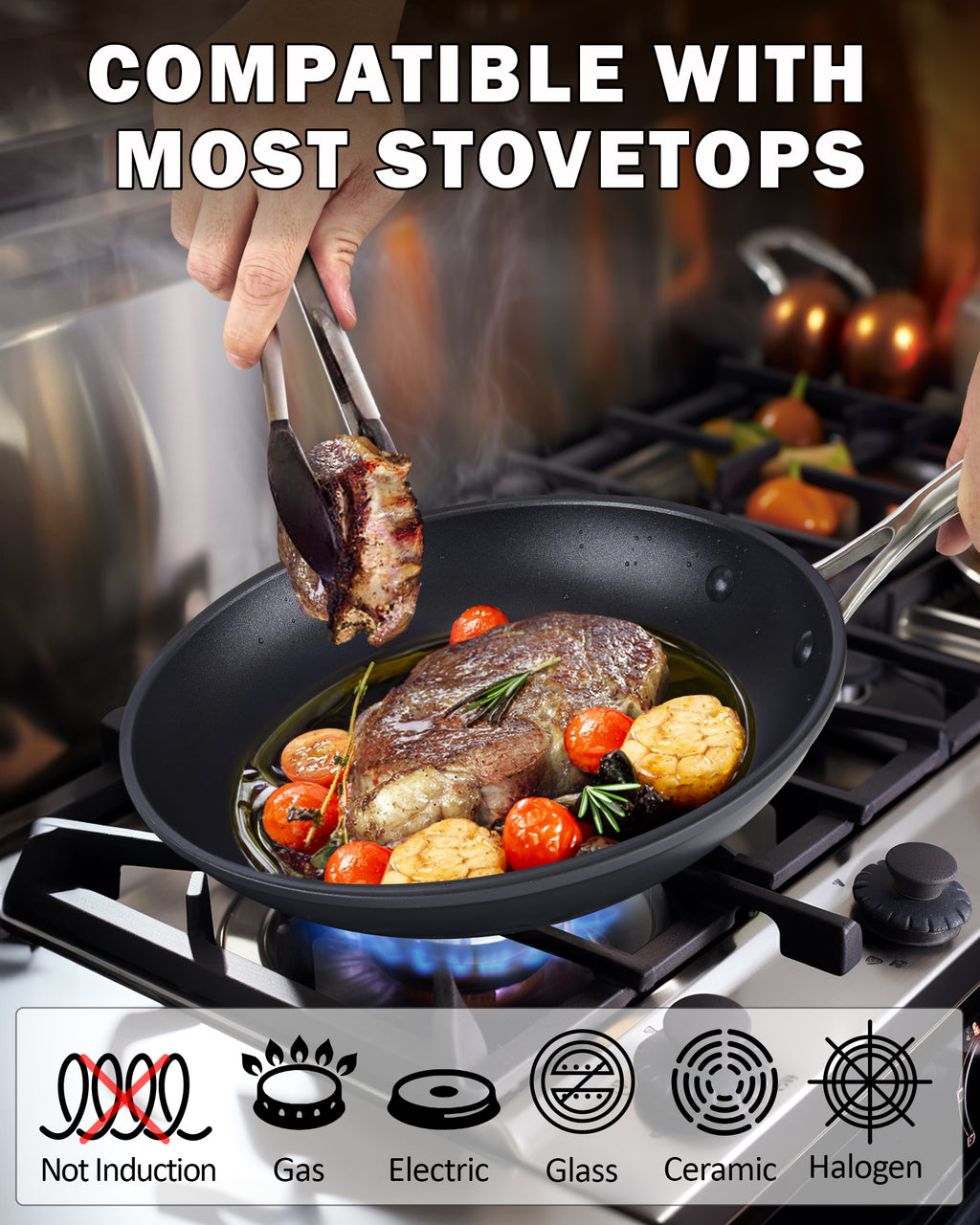Cooks Standard Nonstick Hard Anodized Cookware Set, 8 Piece, Black