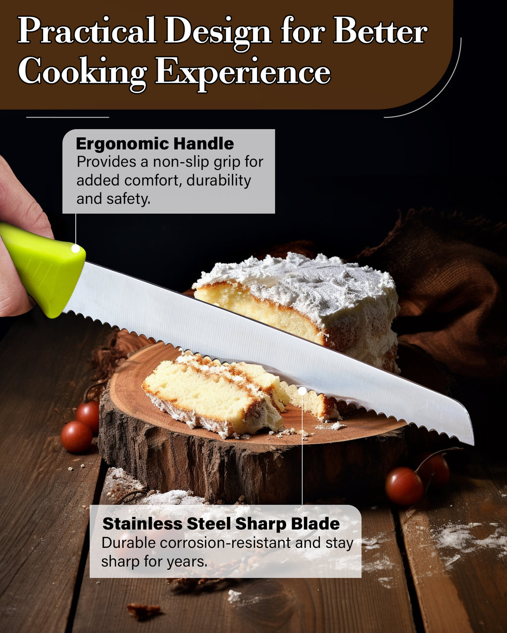 Cook N Home 10-Inch Serrated Bread Knife