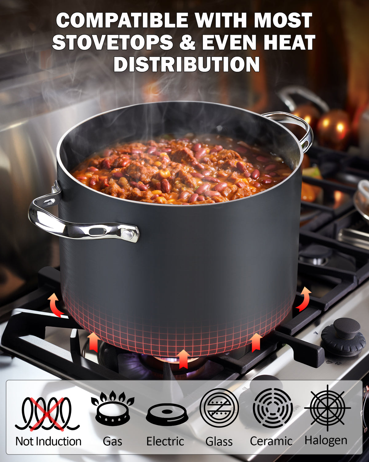 Cooks Standard 8-Quart Hard Anodized Nonstick Stockpot with Glass Lid
