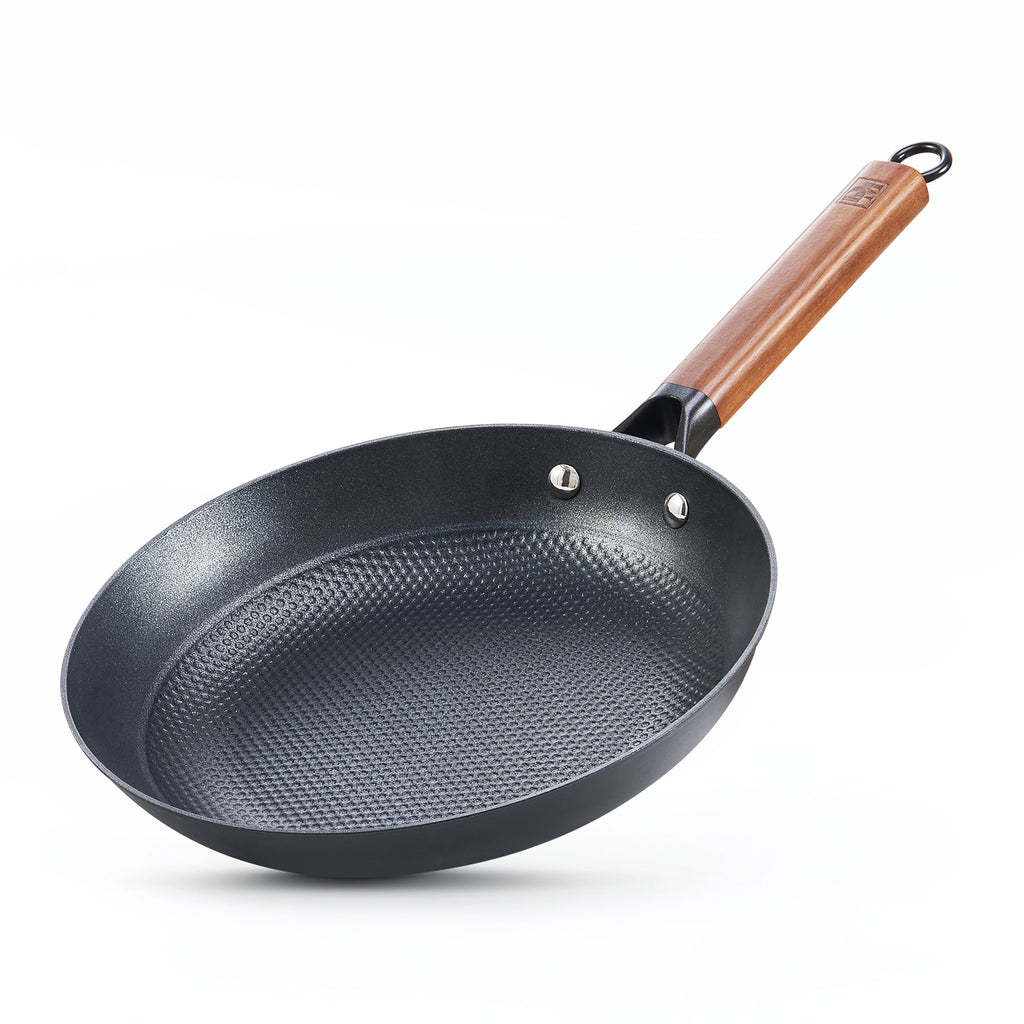 D&M 10-Inch Enameled Cast Iron Nonstick Skillet with Detachable Acacia Wood Handle
