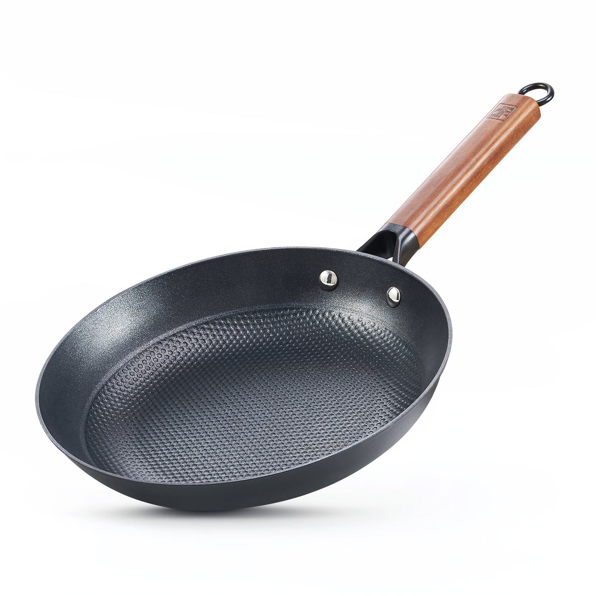 D&M Cast Iron Skillet, 10 Inch Nonstick Frying Pan with Detachable Acacia Wooden Handle, Honeycomb Non stick Omelet Egg Pan, Easy Clean Oven Safe Pans for Cooking