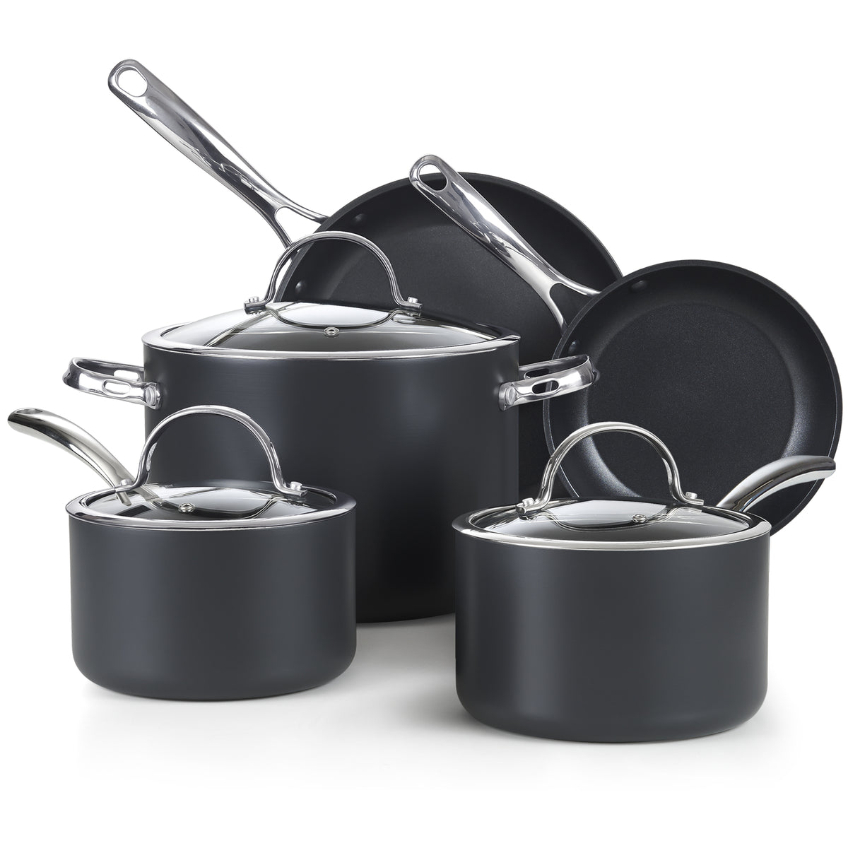 Cooks Standard Nonstick Hard Anodized Cookware Set, 8 Piece, Black
