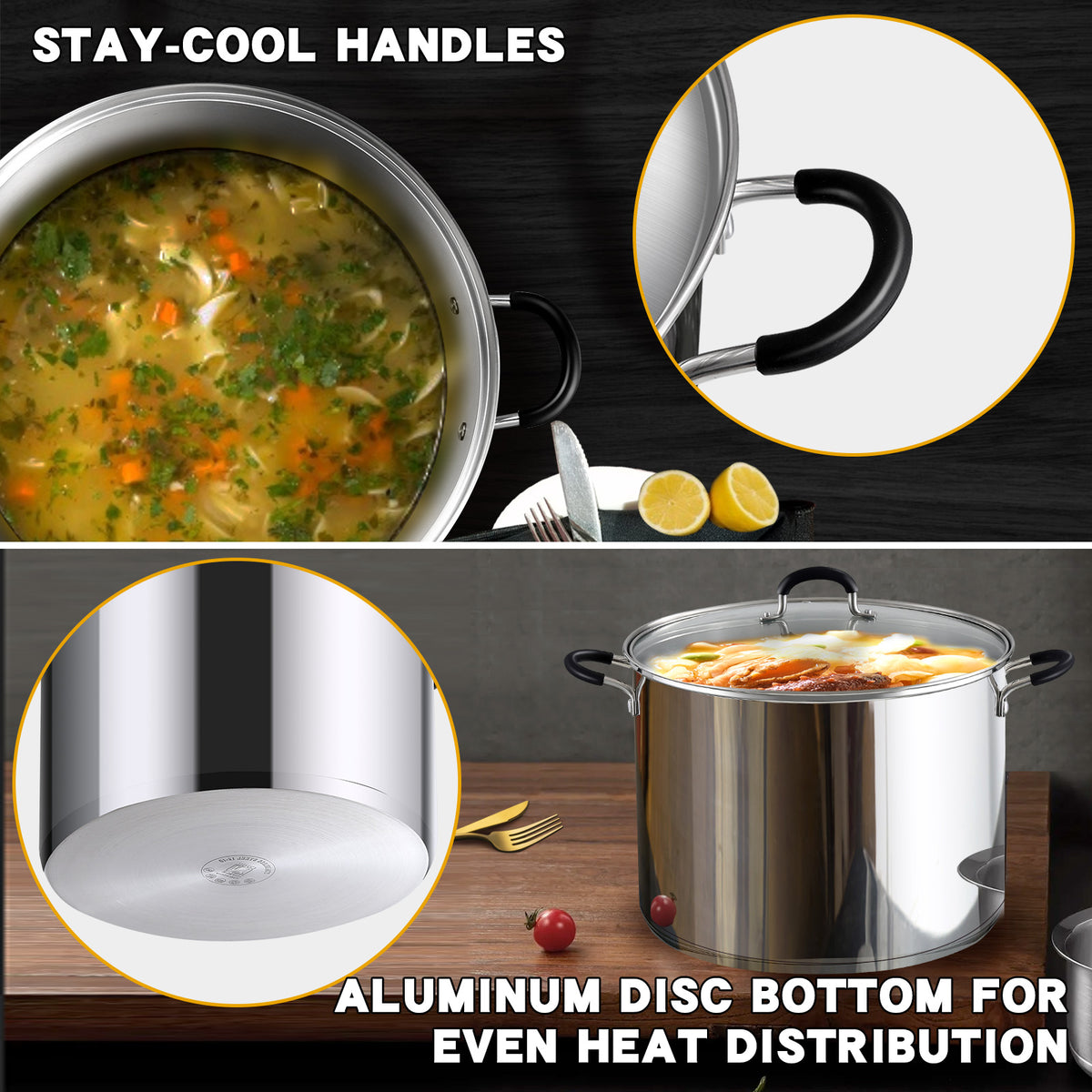 Cook N Home 12-Quart Stainless Steel Stockpot with Glass Lid