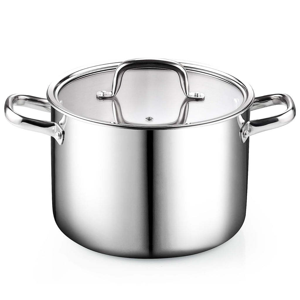 Cook N Home Tri-Ply Clad Stainless Steel Pots and Pans Cookware Set , with Saucepan, Fry Pan, Stockpot