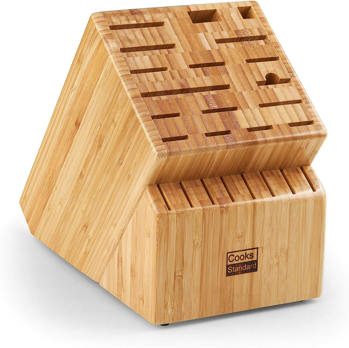 Cooks Standard Bamboo Knife Block Holder without Knives, 25 Slot X-Large Universal Countertop Butcher Block Kitchen Knife Stand for Easy Kitchen Storag