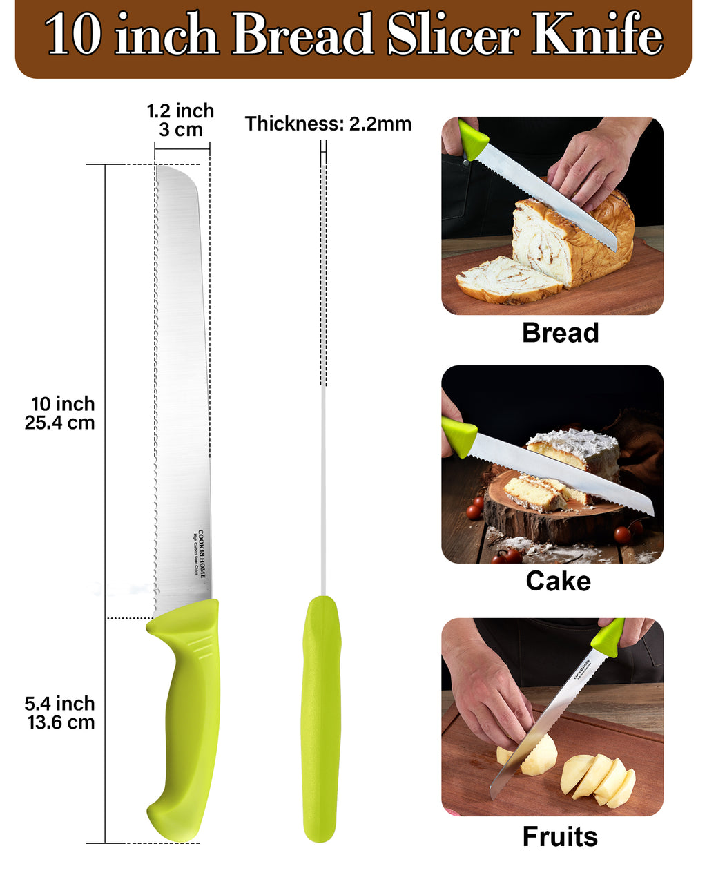 Cook N Home 10-Inch Serrated Bread Knife