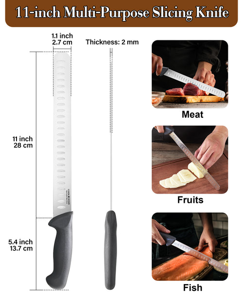 Cook N Home 11-Inch High Carbon Stainless Steel Slicing Carving Knife