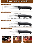 Cook N Home 4-Piece High Carbon Stainless Steel Paring Knife Set