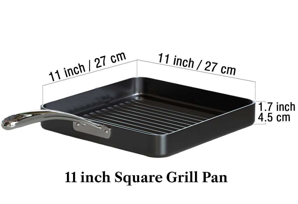 Cooks Standard 11-Inch Square Nonstick Grill Pan, Hard Anodized