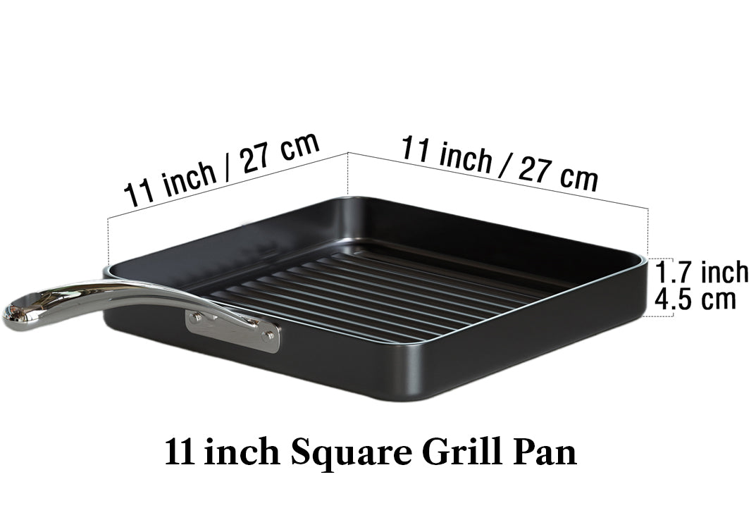 Cooks Standard 11-Inch Square Nonstick Grill Pan, Hard Anodized