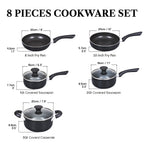 Cook N Home 8-Piece Nonstick Cookware Set with Stay-Cool Handles