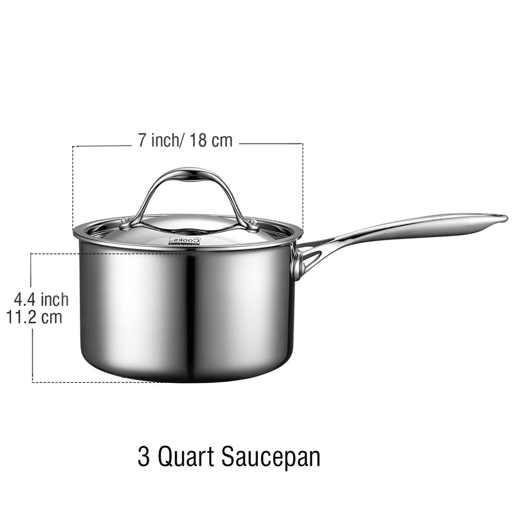 Cooks Standard Multi-Ply Clad Stainless Steel Saucepan with Lid, 1.5/3-Quart, Induction Compatible