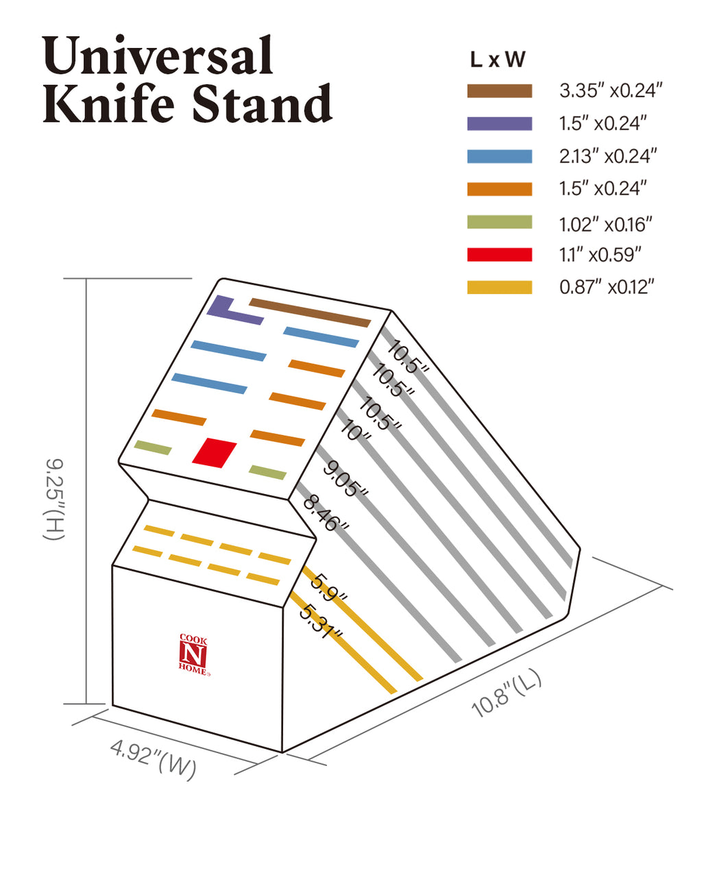 Cook N Home 20-Slot Acacia Wood Knife Storage Block