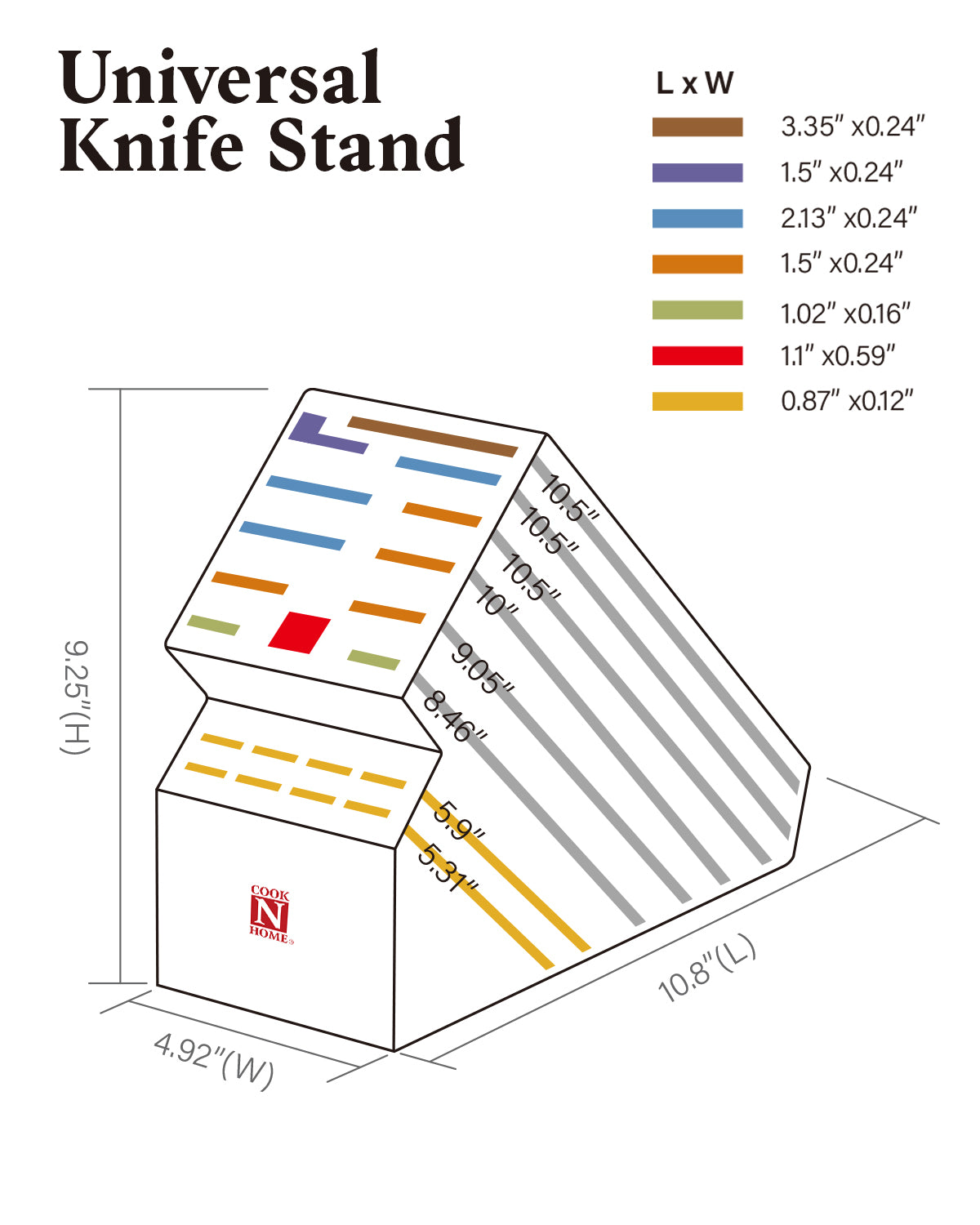 Cook N Home 20-Slot Acacia Wood Knife Storage Block