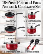 Cook N Home 10-Piece Belly Shape Nonstick Cookware Set
