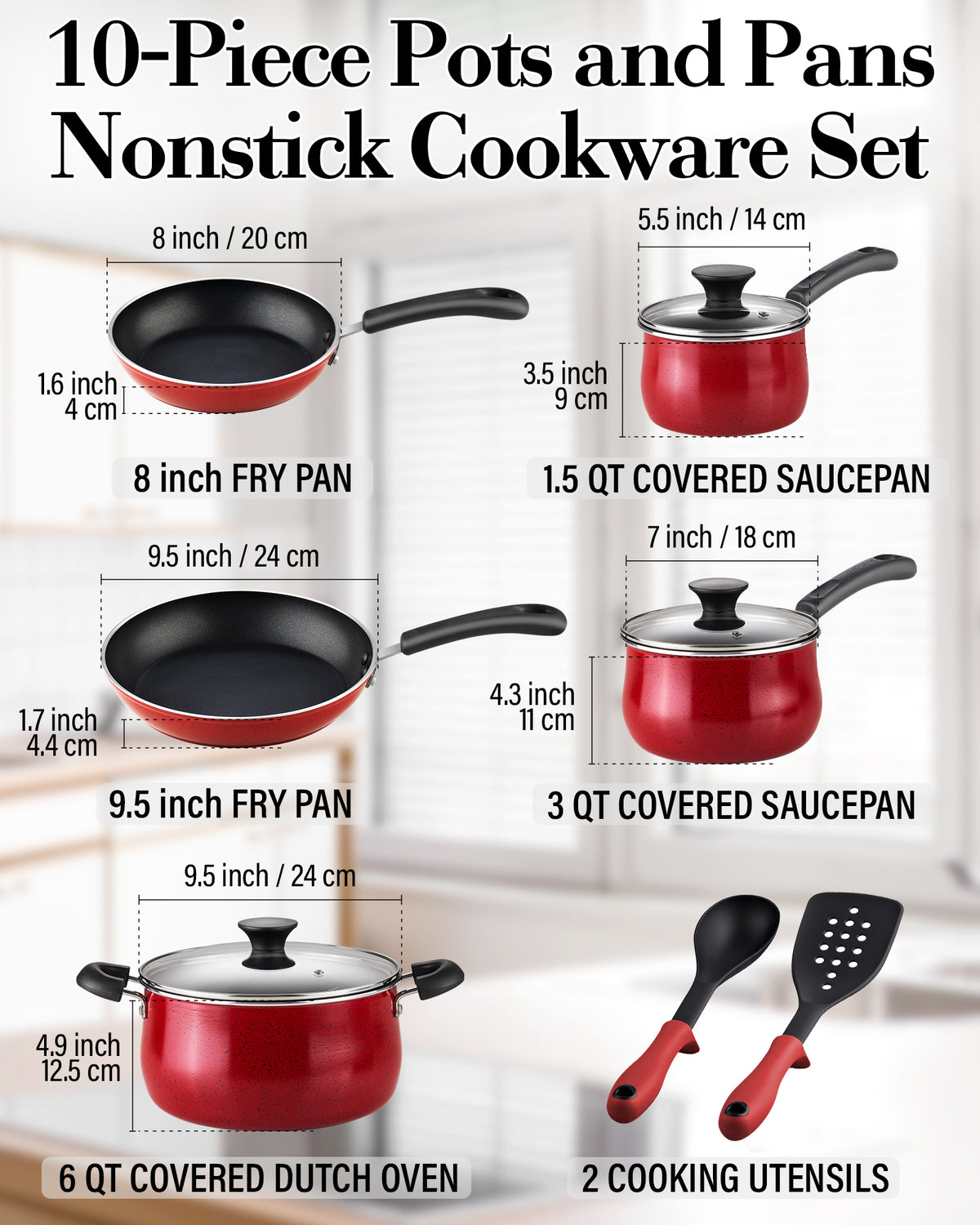 Cook N Home 10-Piece Belly Shape Nonstick Cookware Set
