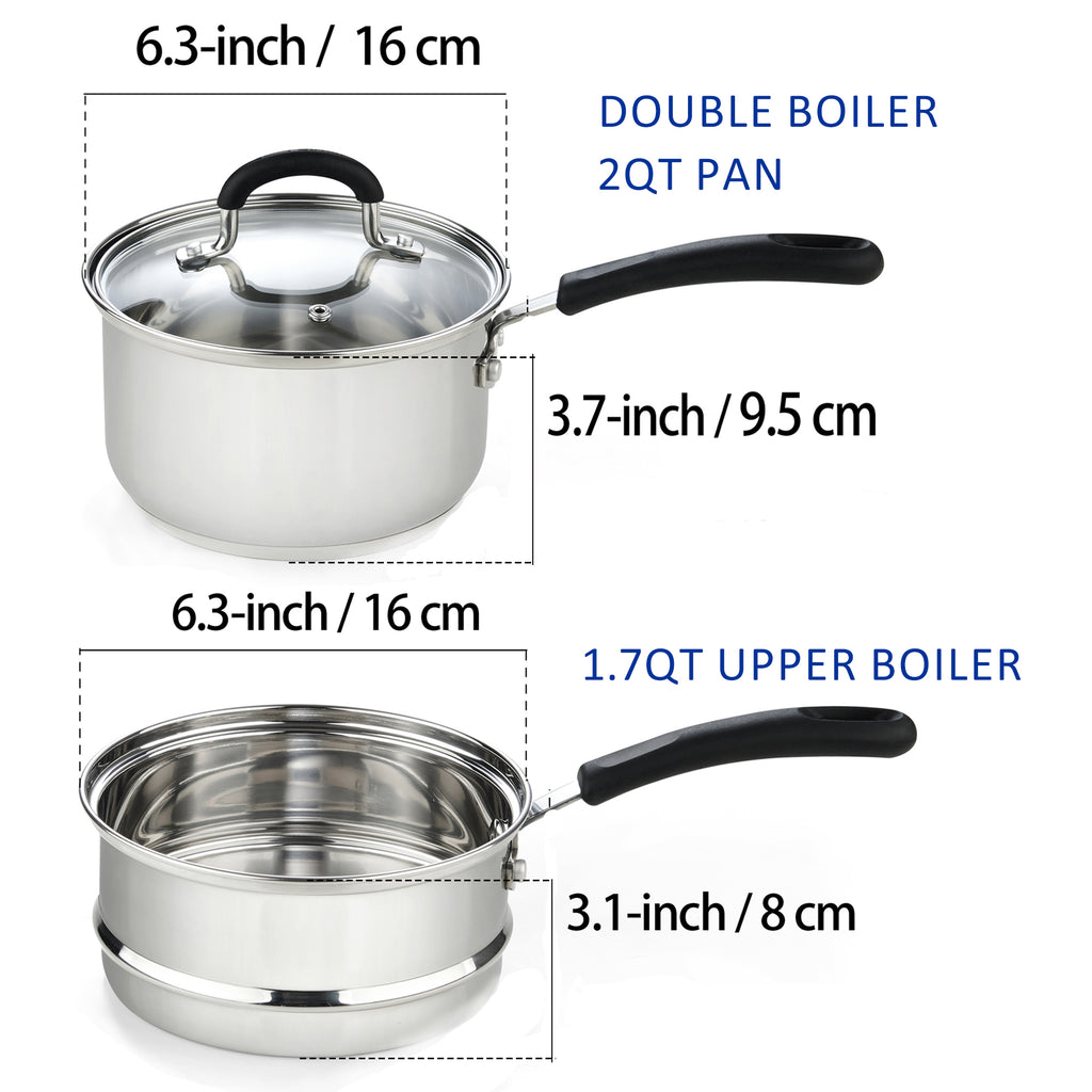 Cook N Home 2-Quart Double Boiler Set with 1.5-Quart Insert