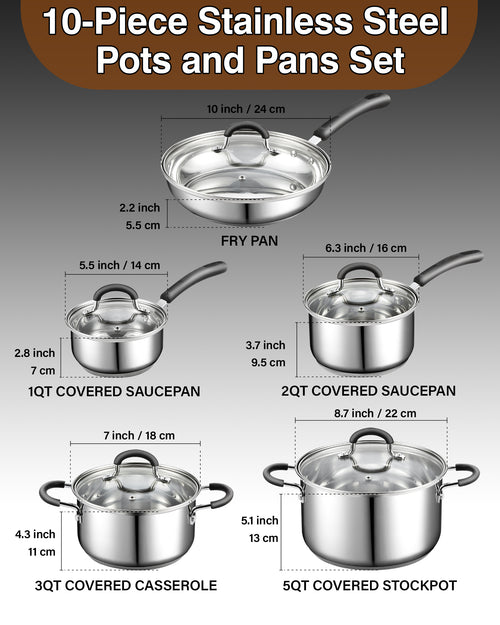 Cook N Home 10-Piece Stainless Steel Cookware Set